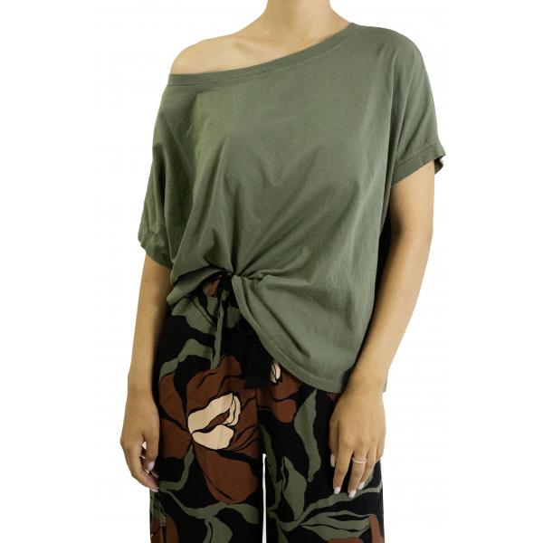T-shirt tinta unita  morbida con spalla regolabile 
